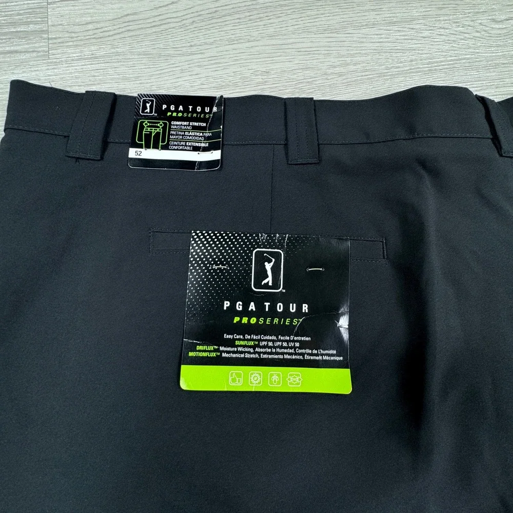 PGA Tour Men's Golf Shorts Pro Series Black Size 52 Moisture Wicking Stretch NWT